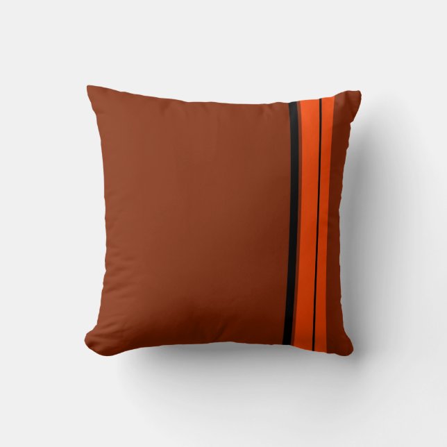 Coussin Orange Brown Black Stripes Art Design Abstrait (Recto)