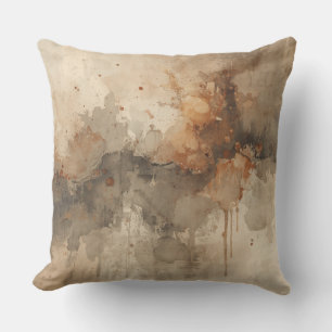 Coussin Orange Brûlé Ambre Brun Gris Noir Abstrait