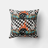 Coussin Orange Bunny Car Racing Imprimer (Verso)