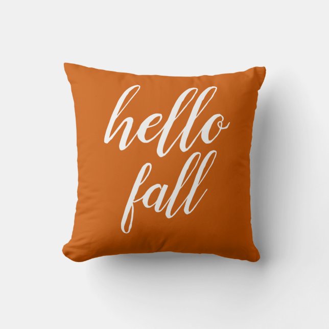Coussin Orange Chaud Bonjour Automne Tendance Typographie (Recto)
