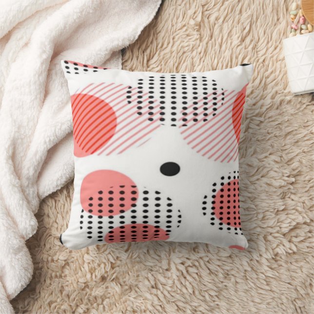 Coussin Orange Circles with Black Polka Dots pattern (Couverture)