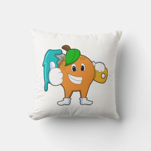 Coussin Orange comme Peintre avec pinceau