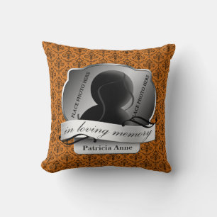 Coussin Orange Damask "In Love Memory" En Mémoire