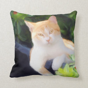 Coussin orange de carré de chat tigré