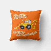 Coussin orange de garçon d'enfants et gris (Verso)