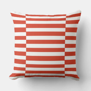 Coussin Orange épicé et blanc épais traits décalés