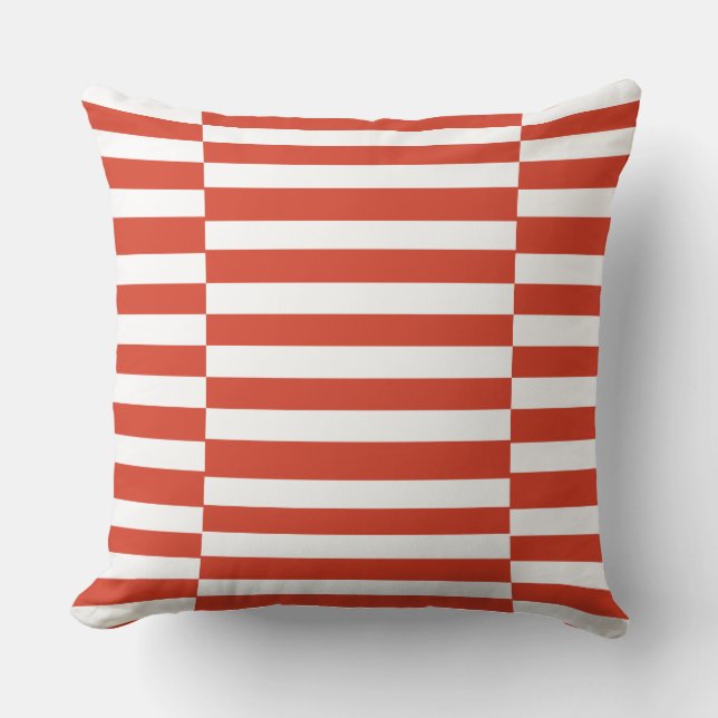 Coussin Orange épicé et blanc épais traits décalés (Recto)