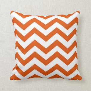 Coussin Orange et blanc Chevron