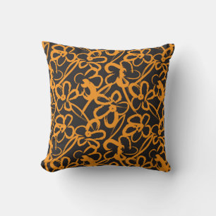 Coussin Orange Floral brosse un fond motif sans soudure