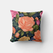 Coussin Orange Floral Rose Roses Fleur Botanique (Recto)