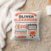 Coussin Orange Fox nouveau-né bébé statistiques de naissan (Couverture)