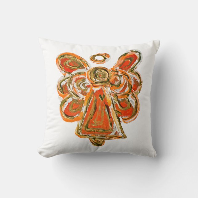 Coussin Orange Guardian Angel Art Décoratif Jeu d'oreiller (Recto)