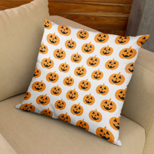 Coussin Orange Jack-o'-lantern Citrouille Motif Halloween