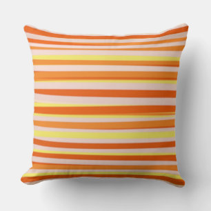 Coussin Orange jaune blanc Abstrait rayures