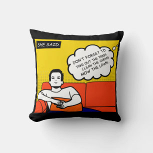 Coussin orange jaune bleu miel Do Rugged Geek Comics