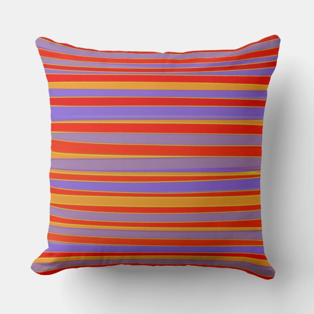 Coussin Orange jaune violet Abstrait rayures (Recto)