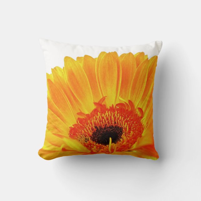 Coussin orange lumineux de Gerbera (Recto)