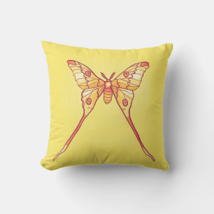 Coussin Orange Luna Moth Art - Insecte colorée
