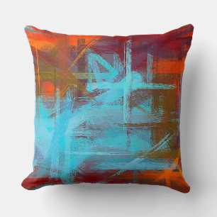 Coussin Orange Maya Blue Abstrait