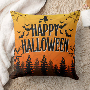 Coussin Orange Moderne Joyeux Halloween