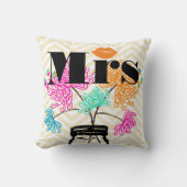 Coussin Orange Mrs Lips Pale Yellow Zig Zag Mason Jar (Recto)