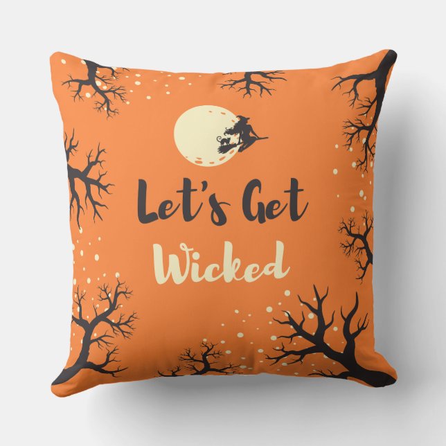 Coussin Orange Noir Épouvantable Halloween  (Verso)