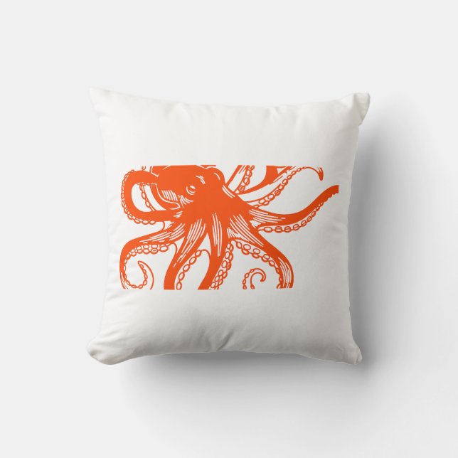 Coussin Orange Octopus  (Recto)