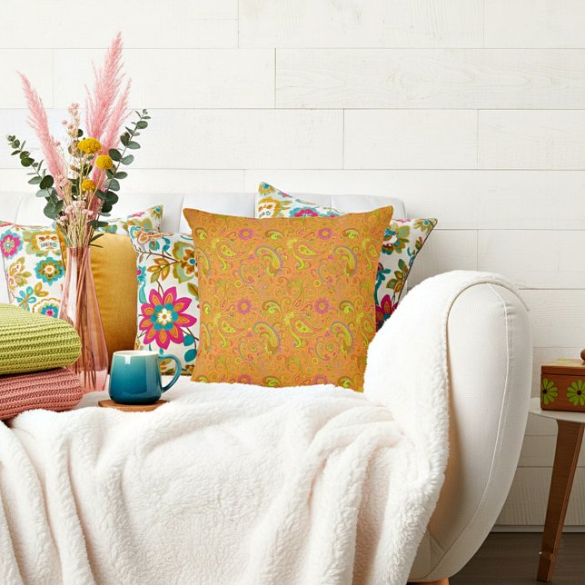Coussin Orange paisley (Créateur téléchargé)