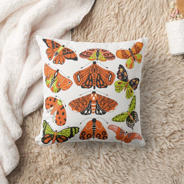 Coussin Orange papillon et papillon vert (Couverture)