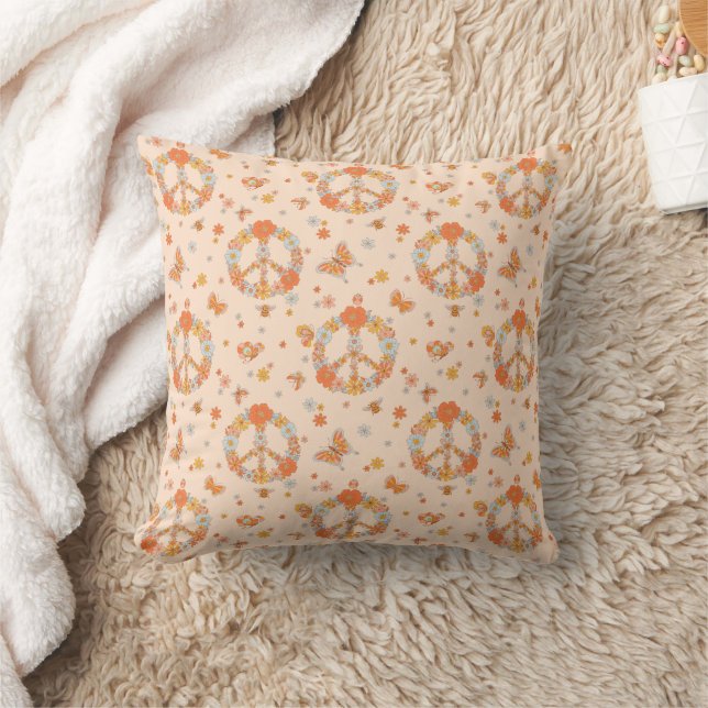 Coussin Orange Peace Floral (Couverture)