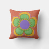 Coussin Orange Polkadot vert violet Animé Fleur (Verso)