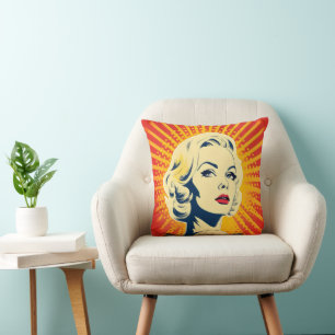 Coussin Orange Pop Art Blonde