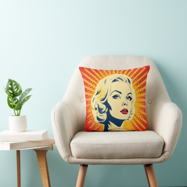 Coussin Orange Pop Art Blonde (Chaise)