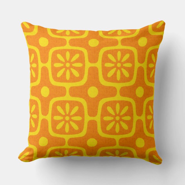 Coussin orange rétro moderne (Recto)