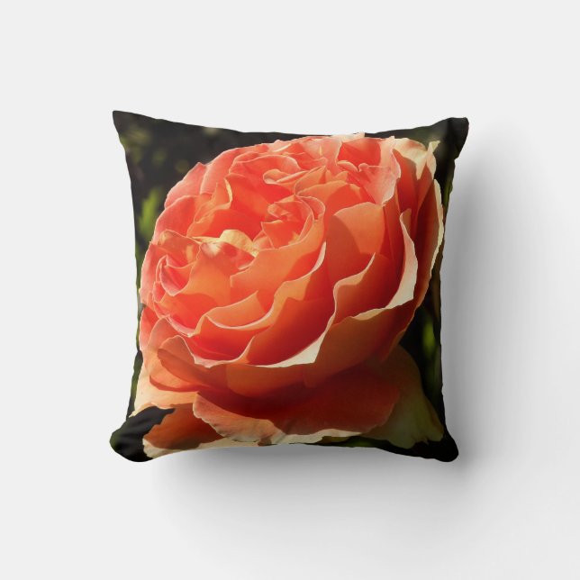 Coussin Orange Rose II Belle florale (Recto)