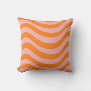 Coussin Orange rose Super rétro Abstrait Wave Y2K Motif