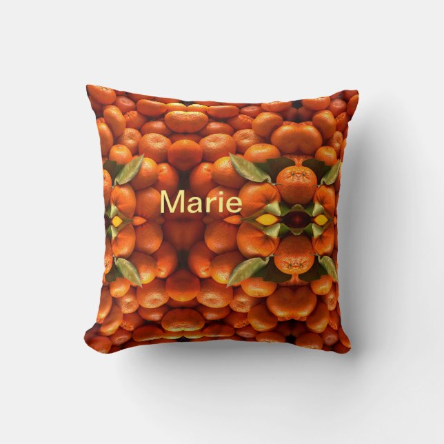 Coussin Orange simple fruit ajouter nom minimal personnali (Recto)