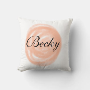Coussin orangé simple pastel aquarelle ajoutez votre nom p