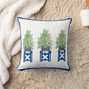 Coussin Orange Topiary Blue Chinoiserie