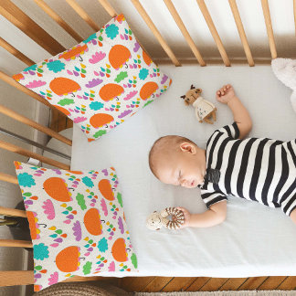 Coussin Orange Umbrellas with Clouds and Raindrops