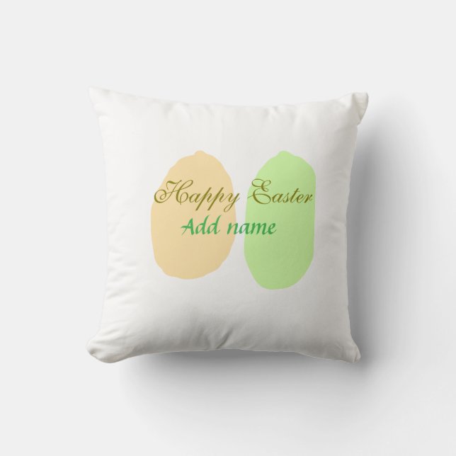 Coussin Orange vert oeuf heureux pâques ajouter nom messag (Recto)