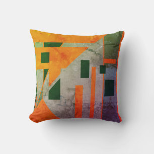 Coussin Orange Vert teintes Motif Art Sud-Ouest Look