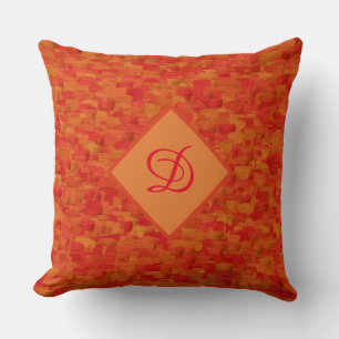 Coussin orange vif du milieu du siècle moderne boho vintag