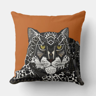 Coussin oranger léopard des neiges