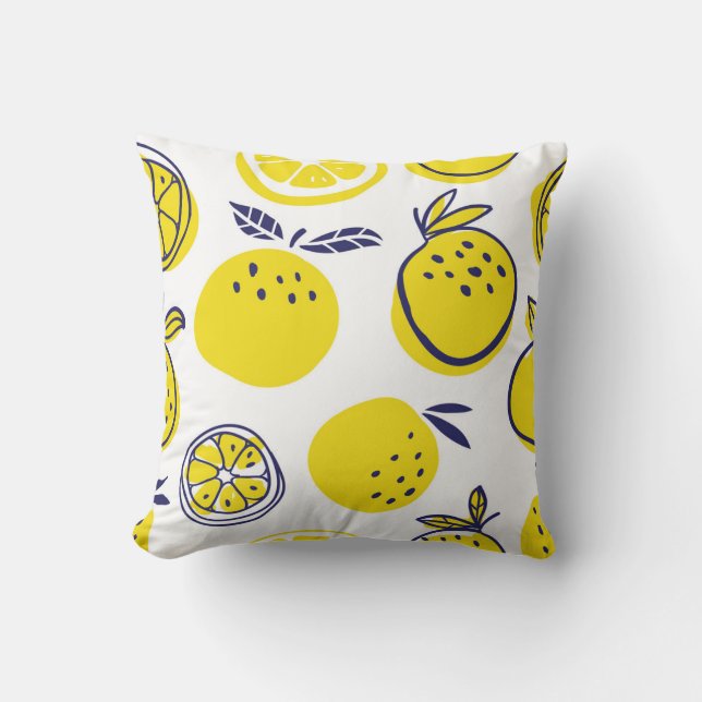 Coussin Oranges d'été : Motif de fruits élégant. (Recto)