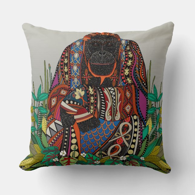 Coussin orangoutan roi d'étain lance l'oreiller (Recto)