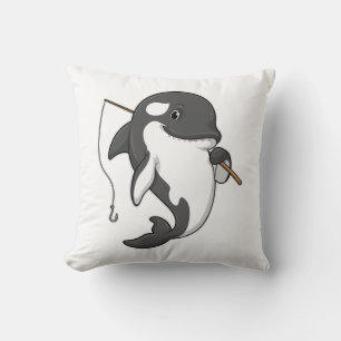 Coussin Orca comme Fisher avec une barre de pêche