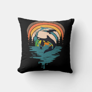 Coussin Orca Famille Vintage Retro Art, Famille de tueuses