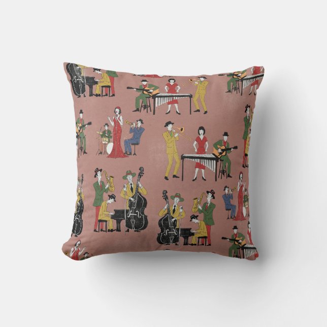 Coussin Orchestre de Jazz Vintage (Recto)