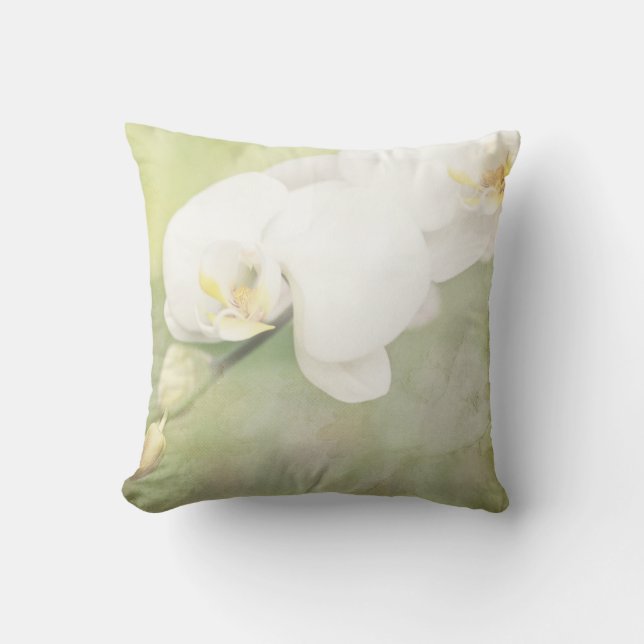 Coussin Orchidée blanche vintage (Recto)